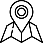 Pin and a map in black and white icon for dedicated fleet